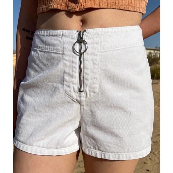 Express Shorts Vintage 9s White Oring Zip Front Shorts Poshmark